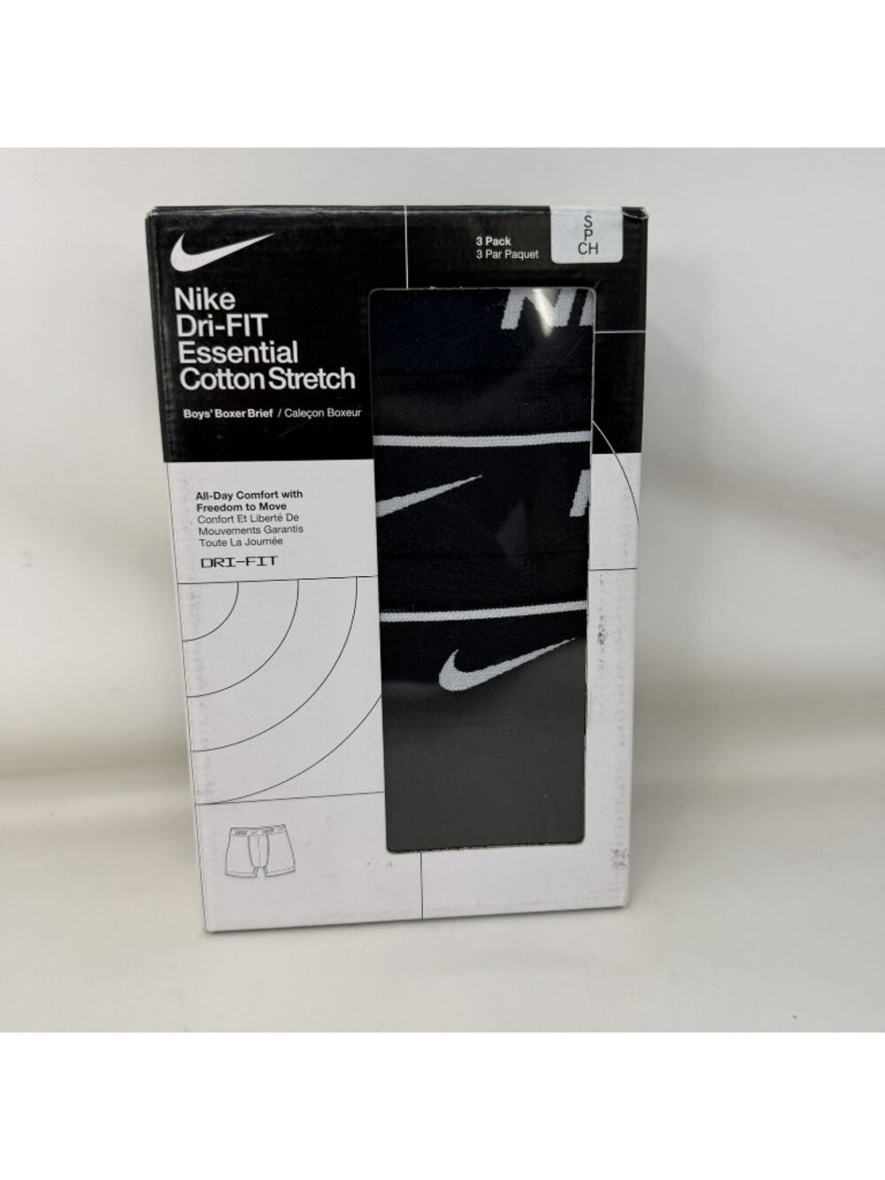 Nike Dri-Fit Essentials Boxer Brief 3 Pack Black Boy’s Size Small